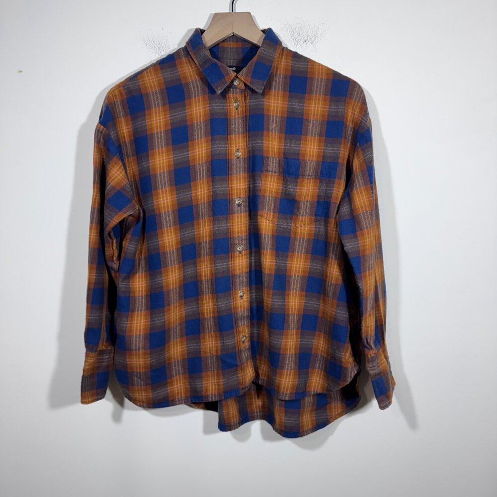 Madewell Soft Flannel Cotton Cropped Fit Westward Shirt in Ardan Plaid Sz M - Picture 3 of 7